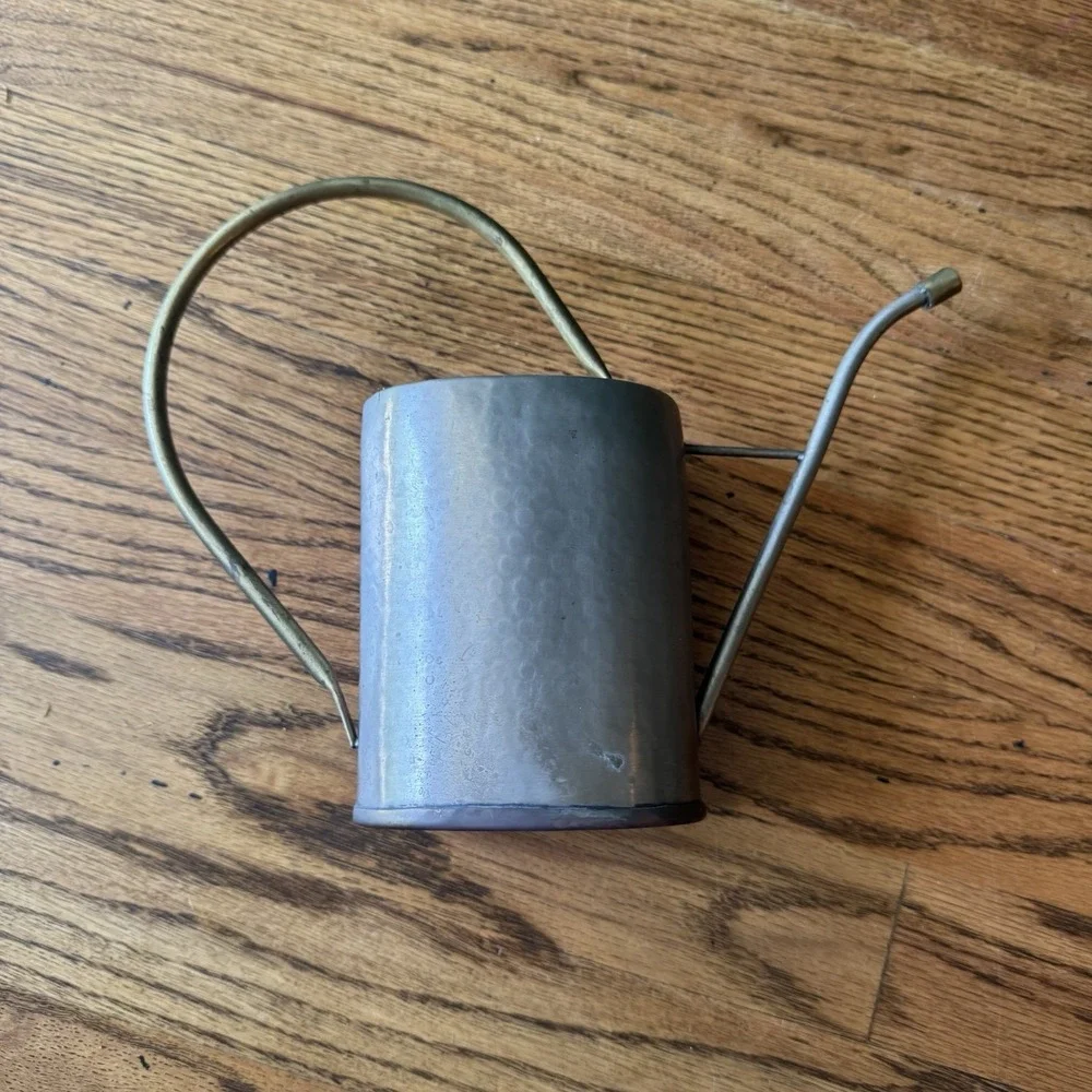 Vintage Brass Hammered Metal Water Can | Modern Farmhouse Cottagecore